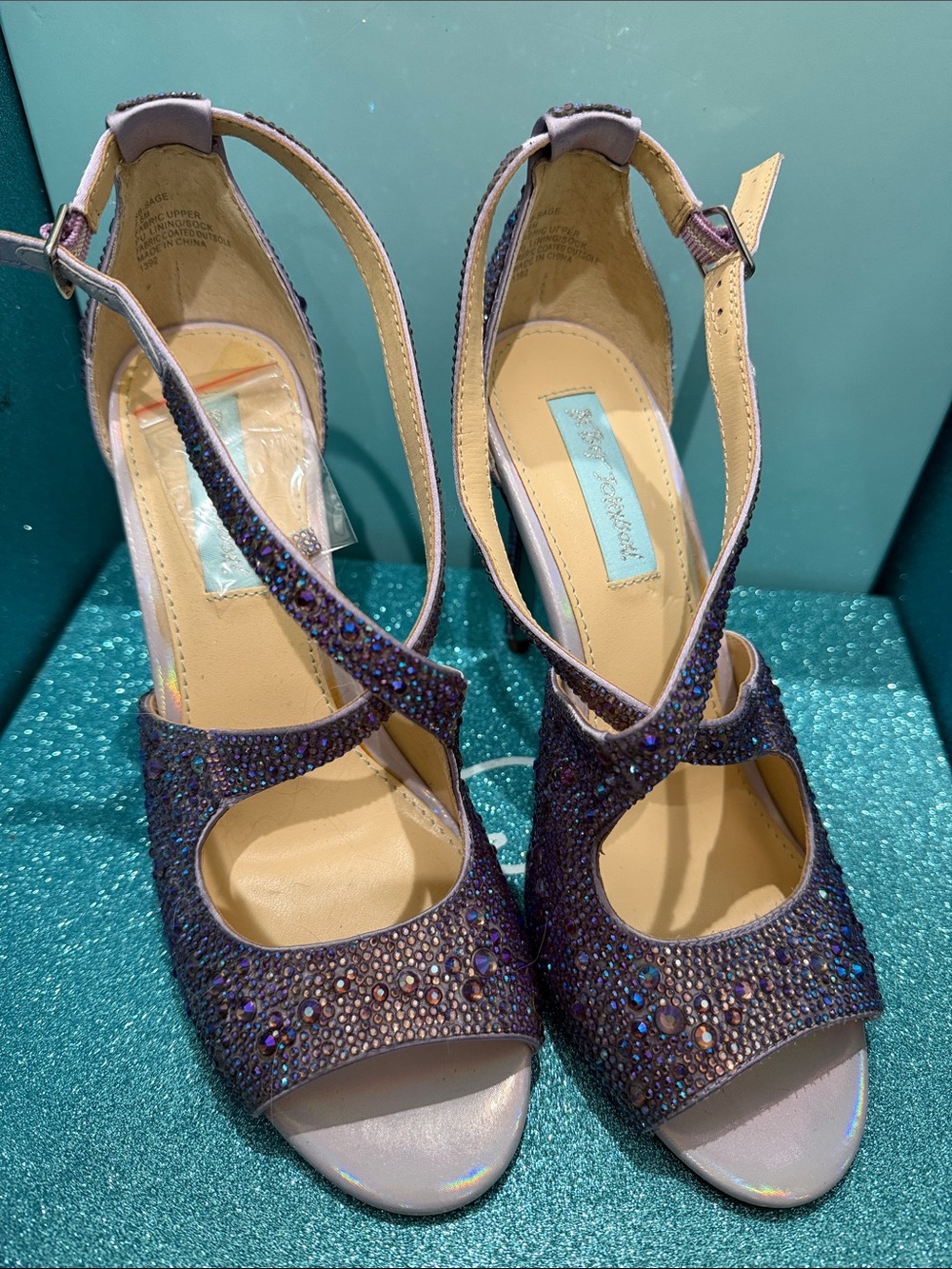 Betsey Johnson Purple Crystal Slingback Heels